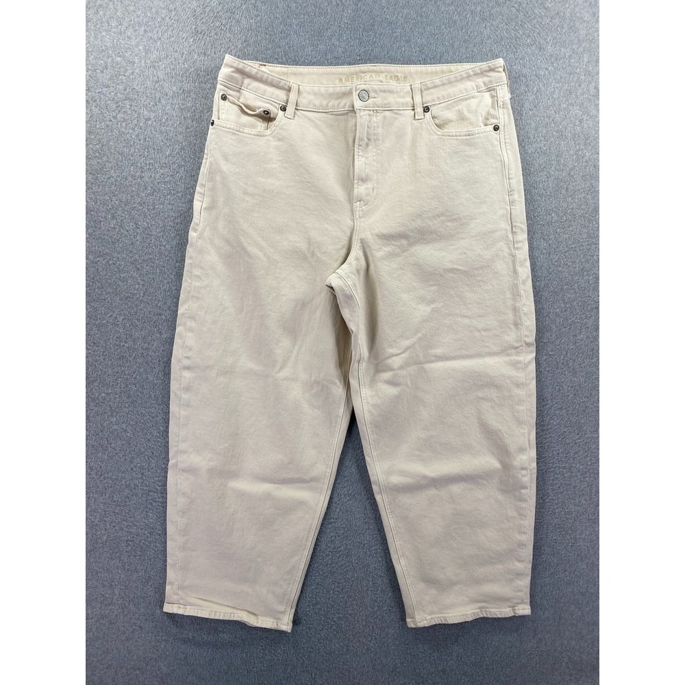 American Eagle Jeans Womens 14 Short Barrel High Rise Baggy Stretch Zip Fly